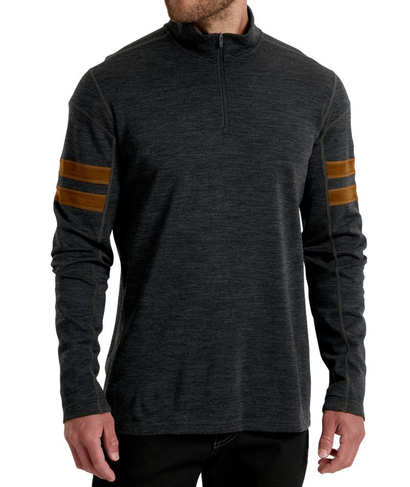 KUHL MENS LIGHT KUHL TEAM 1/4 ZIP SWEATER 26, Color: CAST IRON, Size: SMALL