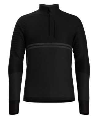 SMARTWOOL MENS INTRAKNIT MERINO TECH 1/4 ZIP BASELAYER TOP 24, Color: BLACK-CHARCOAL, Size: SMALL