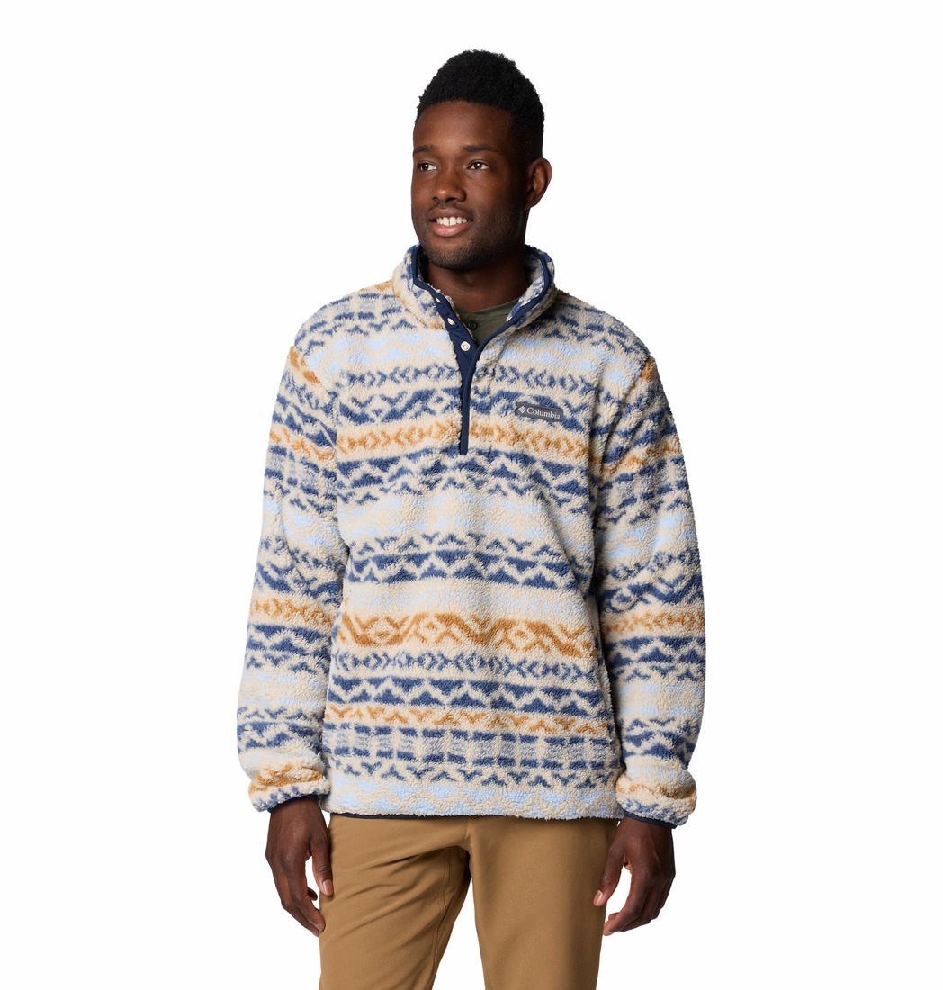 COLUMBIA MENS RUGGED RIDGE HALF SNAP FLEECE SWEATER 25, Color: DARK STONE/DARK MOUNTAIN MADRAS MULTI, Size: SMALL