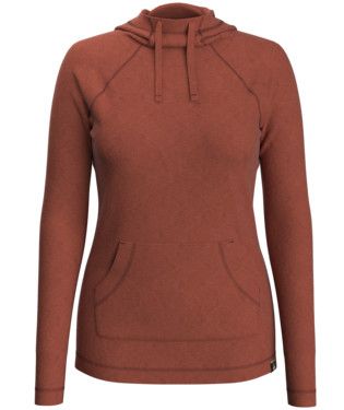 SMARTWOOL WOMENS THERMAL MERINO DRAPE NECK HOODIE 24, Color: PECAN BROWN HEATHER, Size: XS