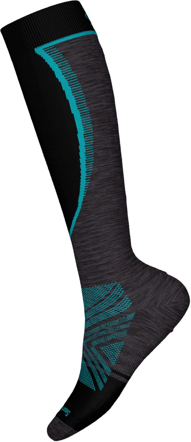 MAIN IMAGE OF SMARTWOOL WOMENS SKI TARGETED CUSHION EXTRA STRETCH OTC SOCKS IN CHARCOAL SMALL