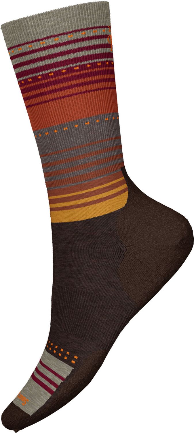 MAIN IMAGE OF SMARTWOOL UNISEX EVERYDAY STITCH STRIPE CREW SOCKS IN CHESTNUT MEDIUM