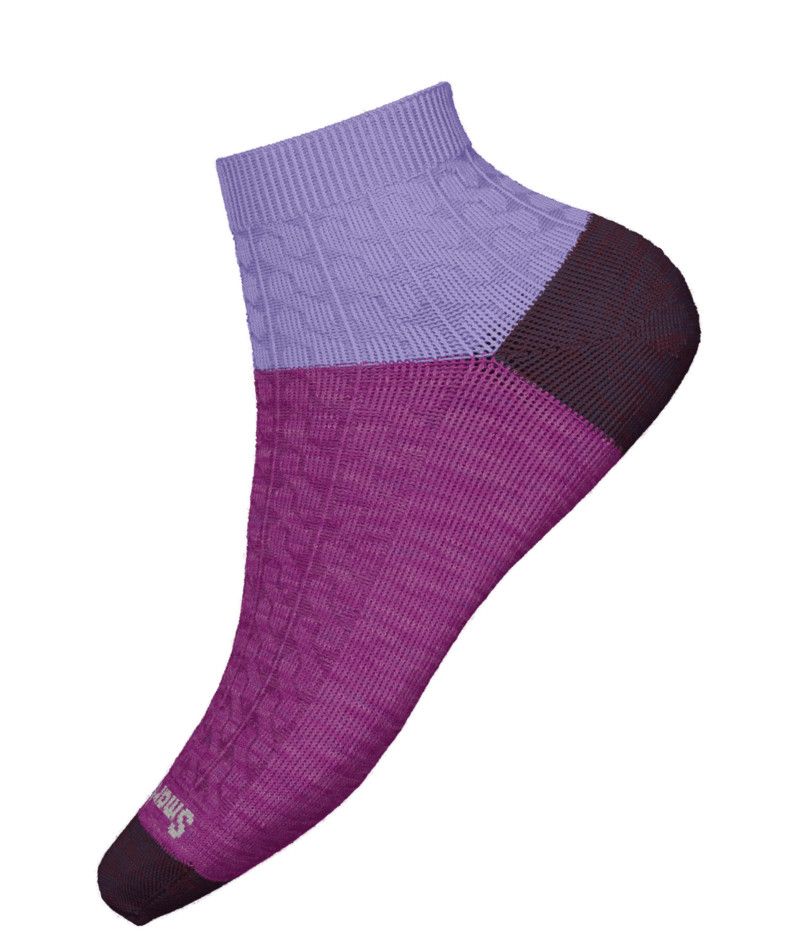 SMARTWOOL UNISEX EVERYDAY CABLE ANKLE SOCKS 24, Color: ULTRA VIOLET, Size: SMALL