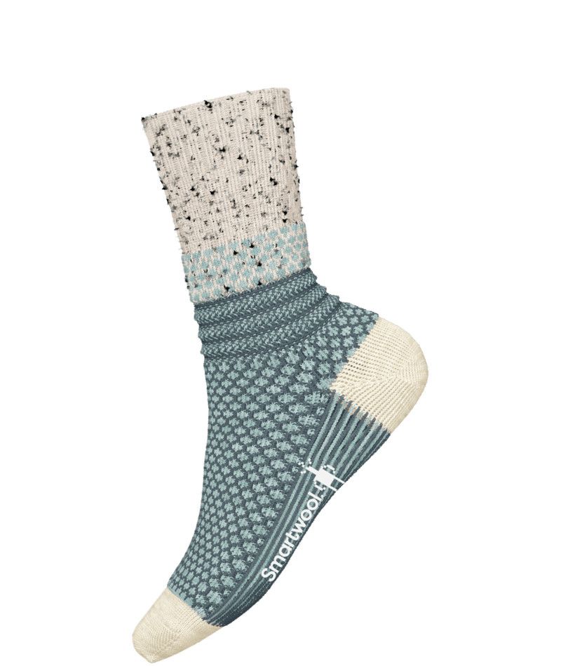 SMARTWOOL UNISEX EVERYDAY POPCORN CABLE CREW SOCKS 24, Color: PEWTER BLUE, Size: SMALL