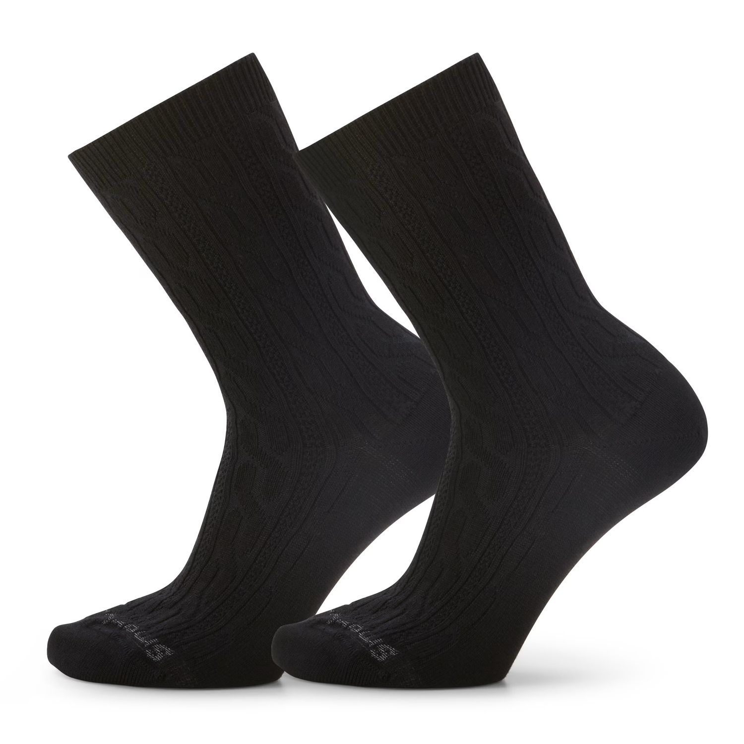 SMARTWOOL UNISEX EVERYDAY CABLE CREW 2 PACK SOCKS 25, Color: BLACK, Size: SMALL