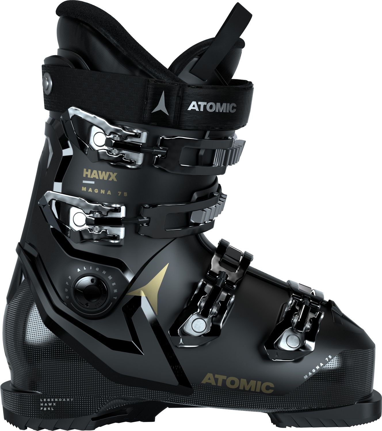 MAIN IMAGE OF ATOMIC WOMENS HAWX MAGNA 75 W DOWNHILL SKI BOOT IN BLACK/GOLD 23.5 WITH PROLITE