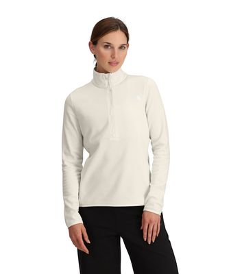 FRONT MODEL VIEW OF THE NORTH FACE WOMENS CANYONLANDS ¼ ZIP SWEATER WITH SLIM FIT AND STRETCH SMOOT…