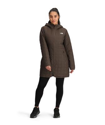 FRONT MODEL VIEW OF THE NORTH FACE WOMENS JUNCTION INSULATED PARKA WINTER JACKET WITH THREE-PIECE H…