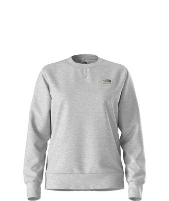 FRONT VIEW OF THE NORTH FACE WOMENS HERITAGE PATCH CREW SWEATER WITH SET-IN SLEEVES AND RIB ON COLL…