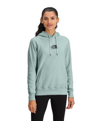 FRONT MODEL VIEW OF THE NORTH FACE WOMENS FINE ALPINE HOODIE WITH KANGAROO HAND POCKET