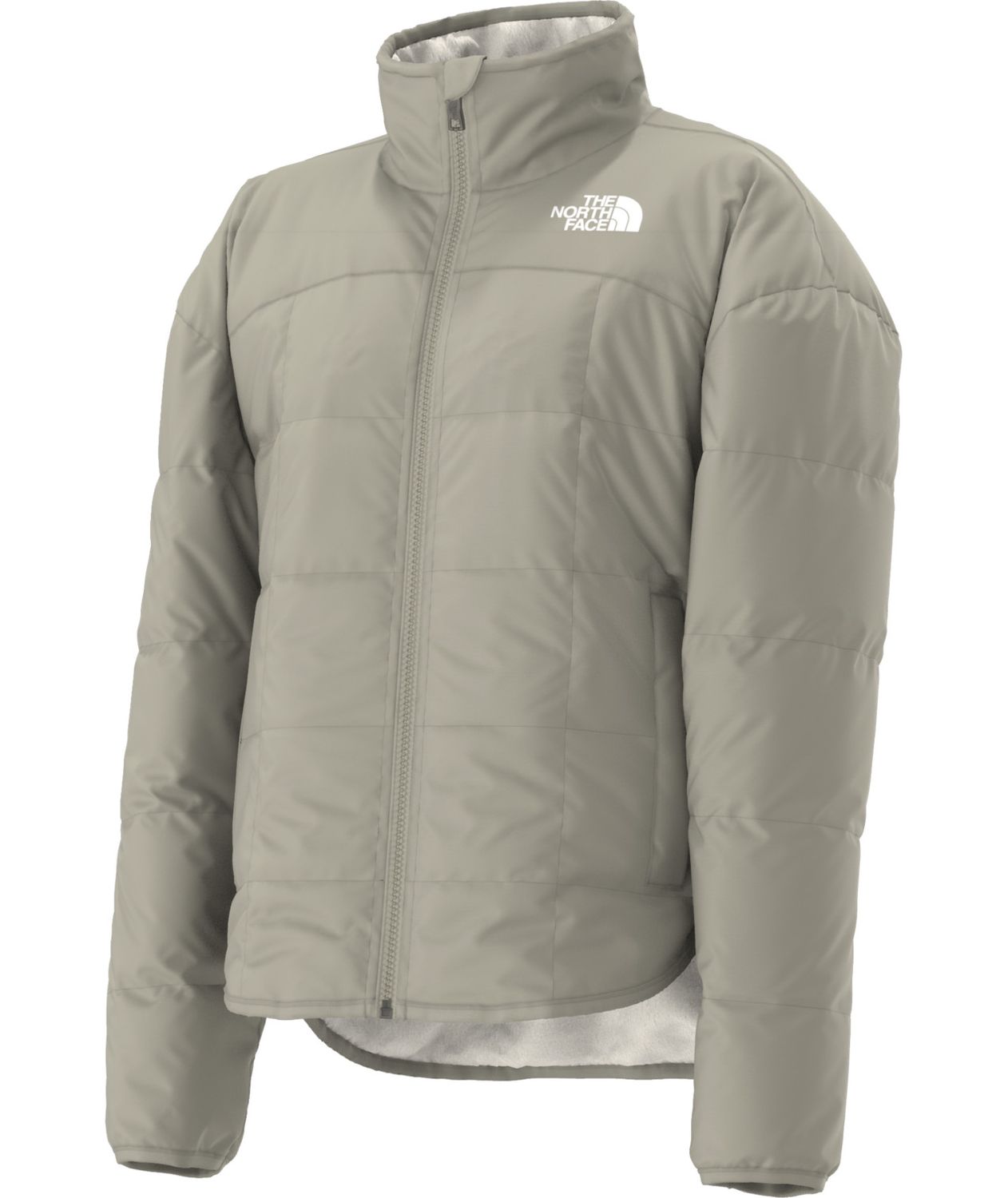 MAIN IMAGE OF THE NORTH FACE YOUTH GIRLS&#39; REVERSIBLE SHASTA FULL ZIP WINTER JACKET IN CLAY GREY XS …