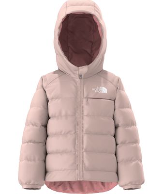 FRONT VIEW OF THE NORTH FACE YOUTH BABY REVERSIBLE PERRITO HOODED WINTER JACKET WITH REVERSIBLE AND…