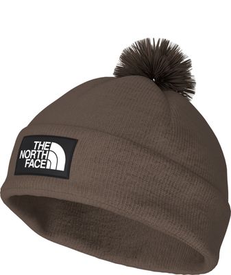 SIDE VIEW OF THE NORTH FACE UNISEX TNF™ LOGO BOX POM BEANIE WINTER HAT WITH SOFT YARN IN A STRUCTUR…