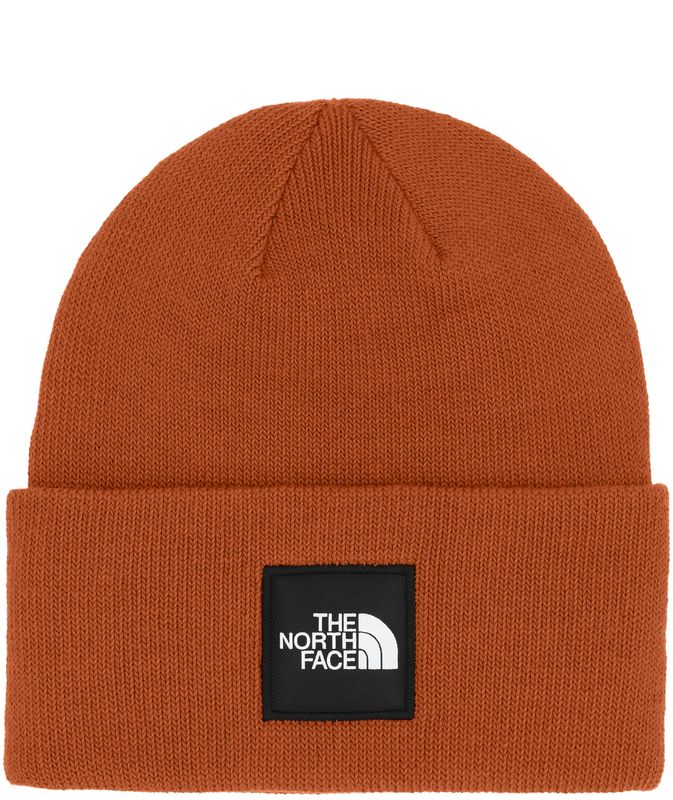 FRONT VIEW OF THE NORTH FACE UNISEX BIG BOX BEANIE WINTER HAT WITH FABRIC MADE WITH RECYCLED POLYES…