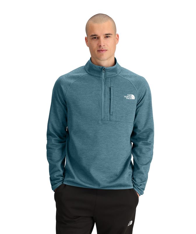 FRONT MODEL VIEW OF THE NORTH FACE MENS CANYONLANDS ½ ZIP SWEATER WITH SECURE-ZIP CHEST POCKET AND …