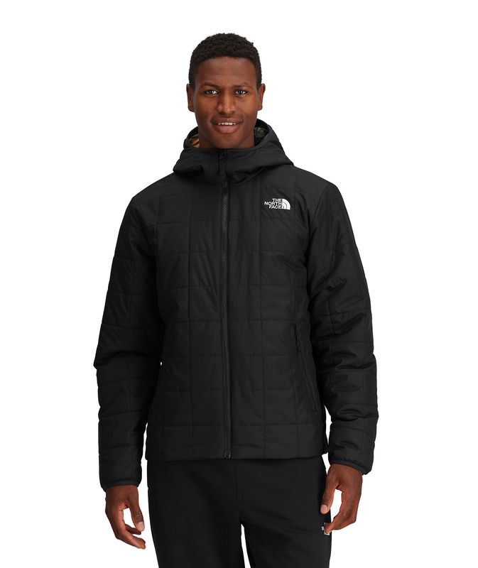 FRONT MODEL VIEW OF THE NORTH FACE MENS JUNCTION INSULATED HOODED WINTER JACKET WITH THREE-PIECE HO…