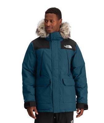 FRONT MODEL VIEW OF THE NORTH FACE MENS MCMURDO PARKA WINTER JACKET WITH INTERNAL CHEST POCKET AND …