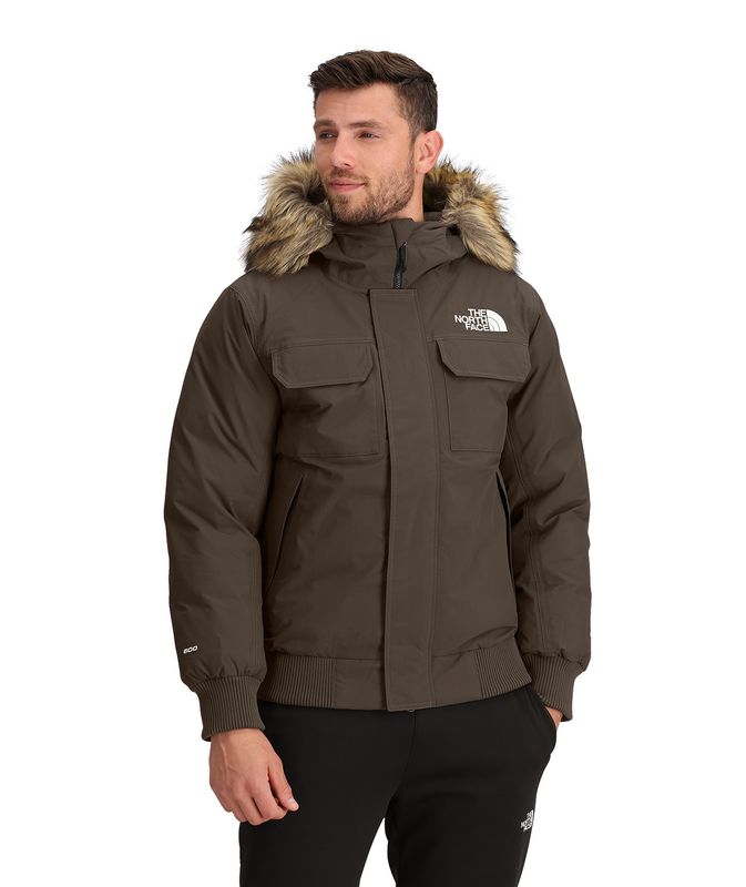 FRONT MODEL VIEW OF THE NORTH FACE MENS MCMURDO BOMBER WINTER JACKET WITH 600 FILL RECYCLED DOWN AN…