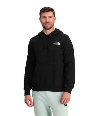 FRONT MODEL VIEW OF THE NORTH FACE MENS BOX NSE PULLOVER HOODIE WITH KANGAROO HAND POCKET AND REGUL…