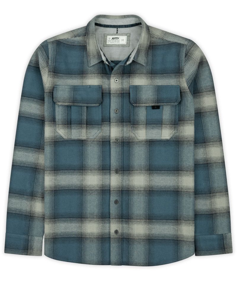 MAIN IMAGE OF JETTY MENS ARBOR FLANNEL LONG SLEEVE SHIRT IN GREY SMALL WITH 100% COTTON
