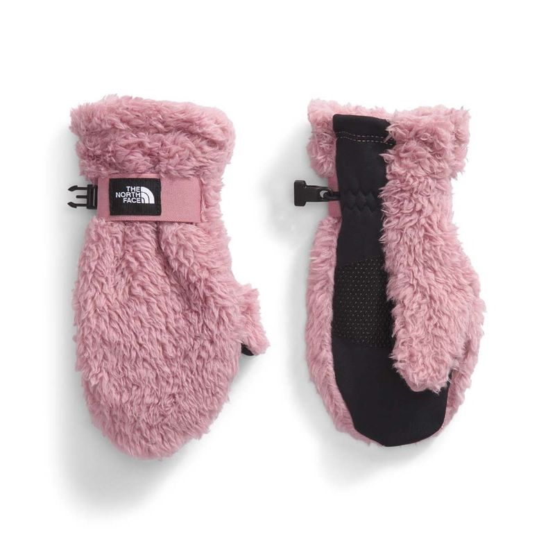FRONT VIEW OF THE NORTH FACE YOUTH SUAVE OSO MITTEN WITH COZY RASCHEL FLEECE AND SILICONE GRIPPER O…