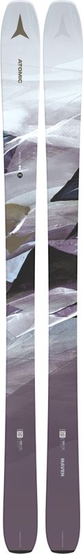 TOPSHEET VIEW OF ATOMIC WOMENS N MAVEN 86 + WARDEN 13 MN R DOWNHILL SKIS WITH FLOW PROFILE