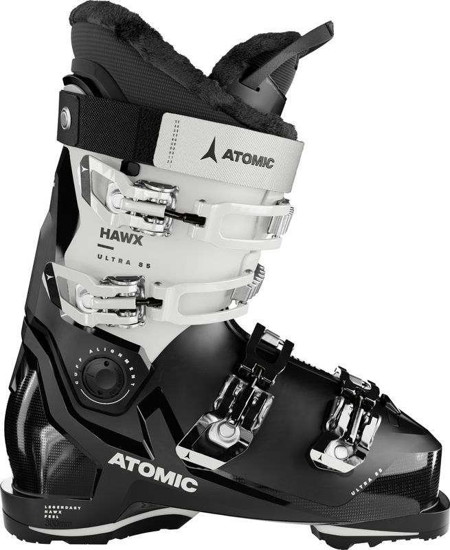 SIDE VIEW OF ATOMIC WOMENS HAWX ULTRA 85 W GW DOWNHILL SKI BOOT WITH MEMORY FIT