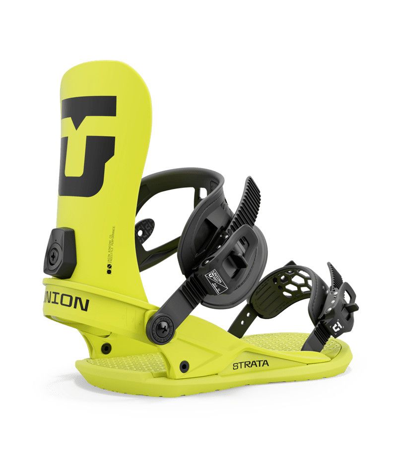 MAIN IMAGE OF UNION MENS STRATA SNOWBOARD BINDING IN ACID GREEN MEDIUM WITH SOFT FEEL