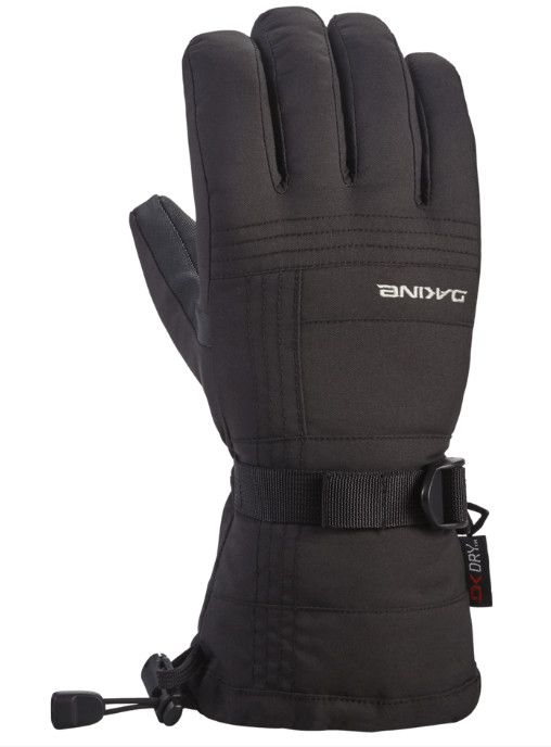 BACK OF HAND VIEW OF DAKINE WOMENS CAPRI GLOVE WITH INTERNAL HEAT POCKET AND REMOVABLE WRIST LEASH