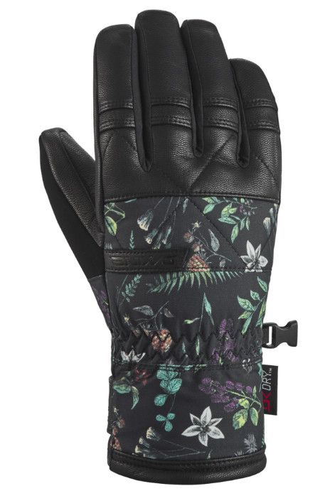 BACK OF HAND VIEW OF DAKINE WOMENS FLEETWOOD GLOVE WITH REMOVABLE WRIST LEASH AND NOSE WIPE