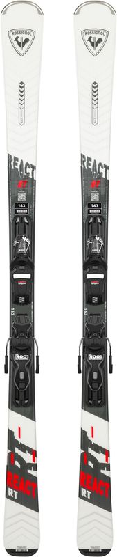 TOPSHEET VIEW OF ROSSIGNOL MENS REACT RT XPRESS DOWNHILL SKIS WITH POPLAR WOOD AND CAP SIDEWALLS