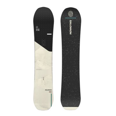 BASE AND TOPSHEET VIEW OF SALOMON MENS SUPER 8 SNOWBOARD WITH POWER