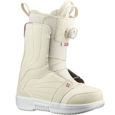 FRONT VIEW OF SALOMON WOMENS PEARL BOA SNOWBOARD BOOTS WITH COMFORT