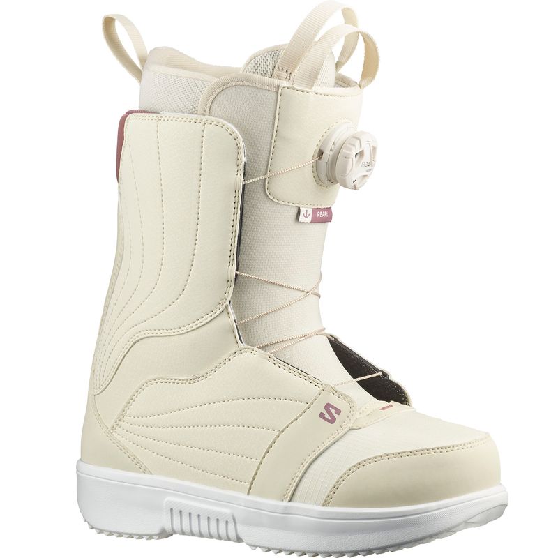 FRONT VIEW OF SALOMON WOMENS PEARL BOA SNOWBOARD BOOTS WITH COMFORT