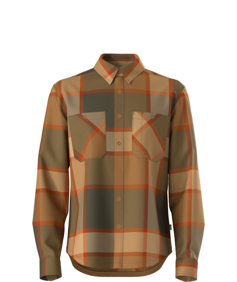 THE NORTH FACE MENS VALLEY TWILL FLANNEL LONG SLEEVE SHIRT 25, Color: NEW TAUPE GREEN MACRO PLAID, Size: SMALL