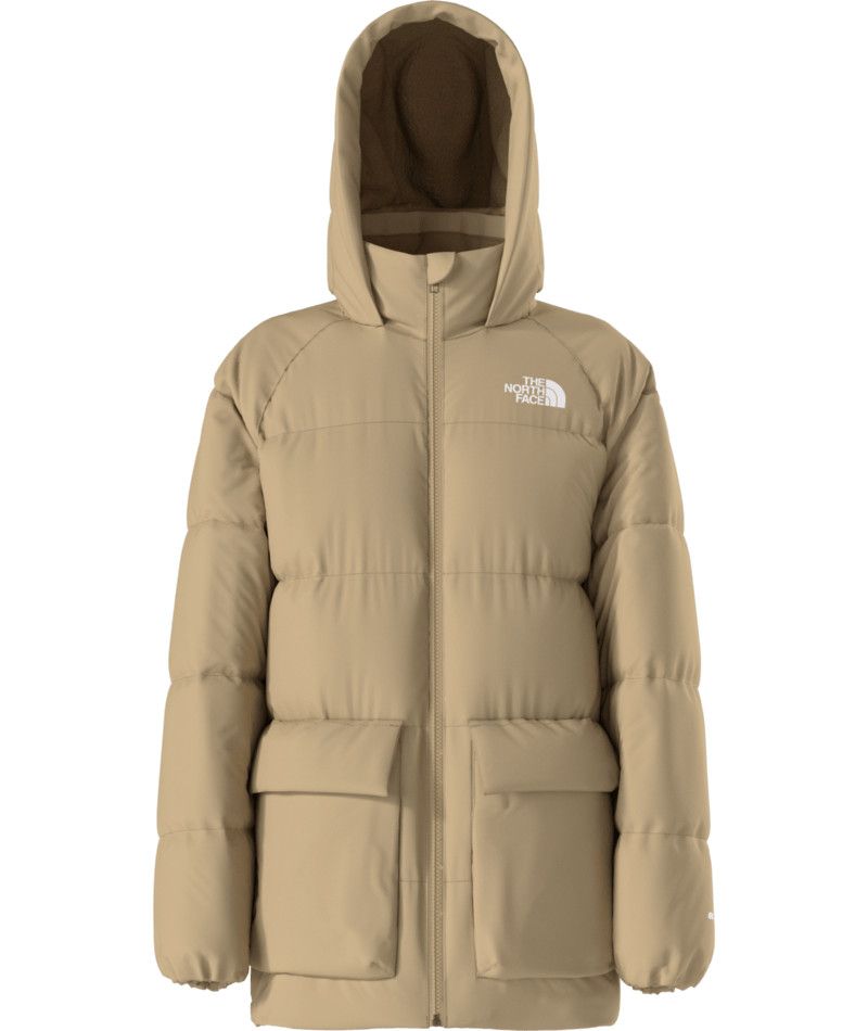 THE NORTH FACE YOUTH TEEN NORTH DOWN FLEECE-LINED SHORT PARKA WINTER JACKET 25, Color: KHAKI STONE, Size: SMALL