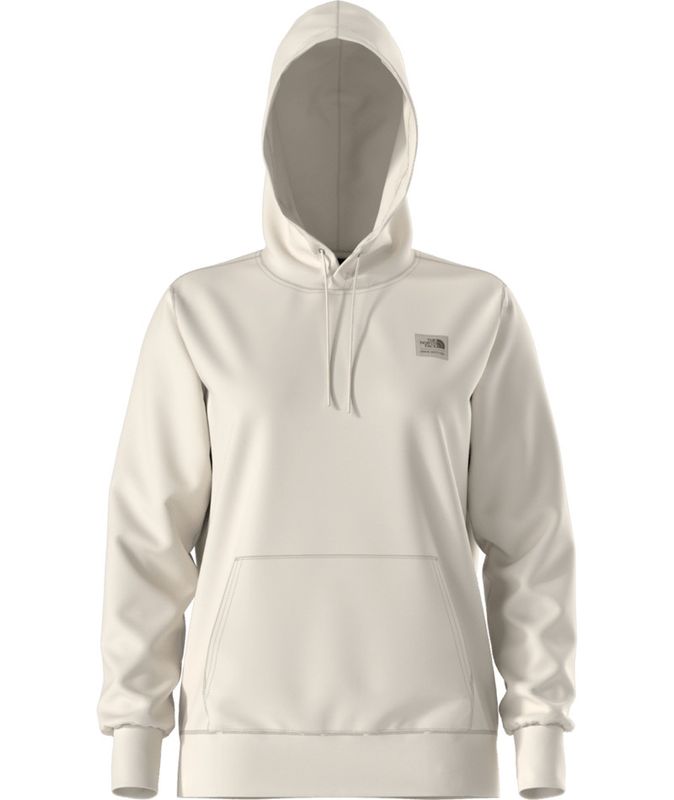 THE NORTH FACE WOMENS HERITAGE PATCH PULLOVER HOODIE 25, Color: WHITE DUNE/HERITAGE PATCH, Size: XS