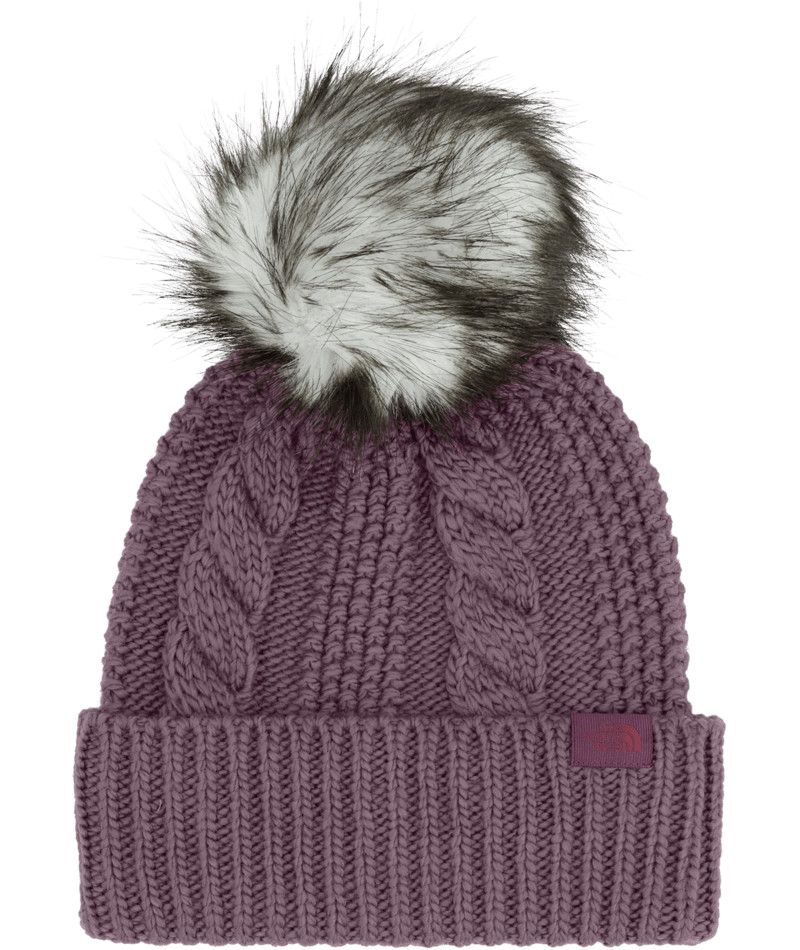 THE NORTH FACE WOMENS OH MEGA FUR POM BEANIE WINTER HAT 25, Color: MIDNIGHT MAUVE, Size: O/S