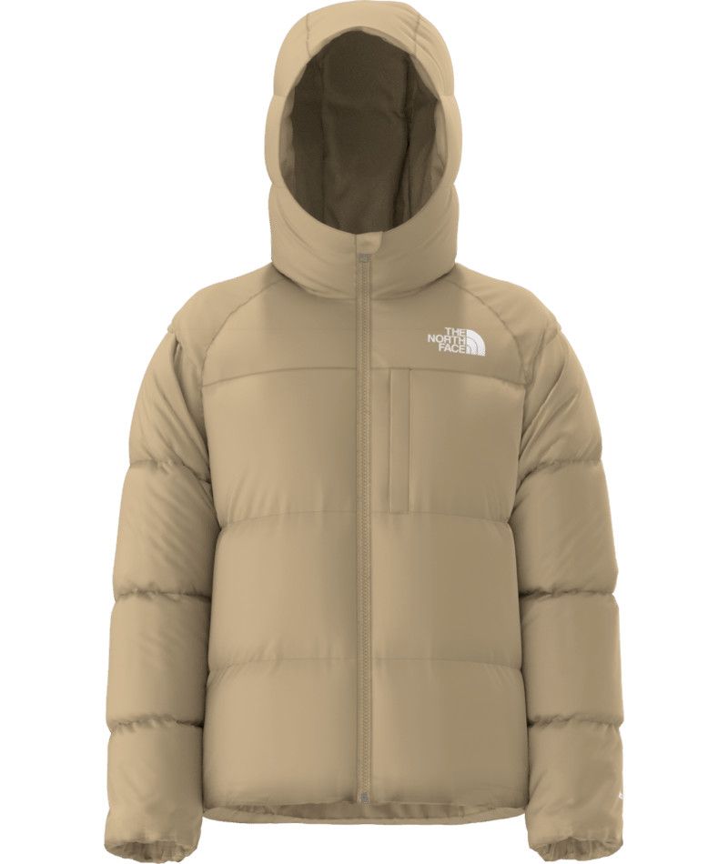 THE NORTH FACE YOUTH BOYS&#39; NORTH DOWN HOODED WINTER JACKET 25, Color: KHAKI STONE, Size: MEDIUM