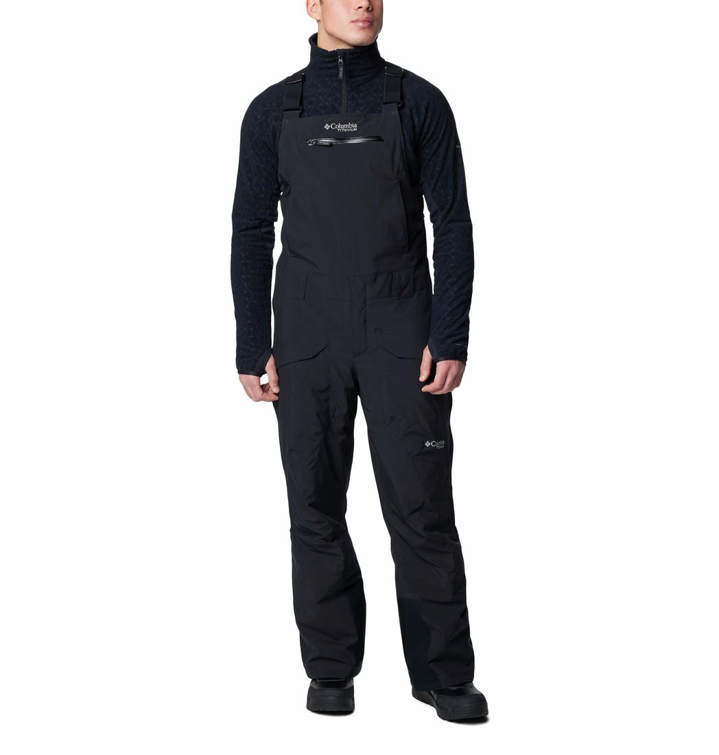 COLUMBIA MENS HIGHLAND SUMMIT II BIB SNOW PANT 25, Color: BLACK/BLACK, Size: SMALL, Length: REGULAR