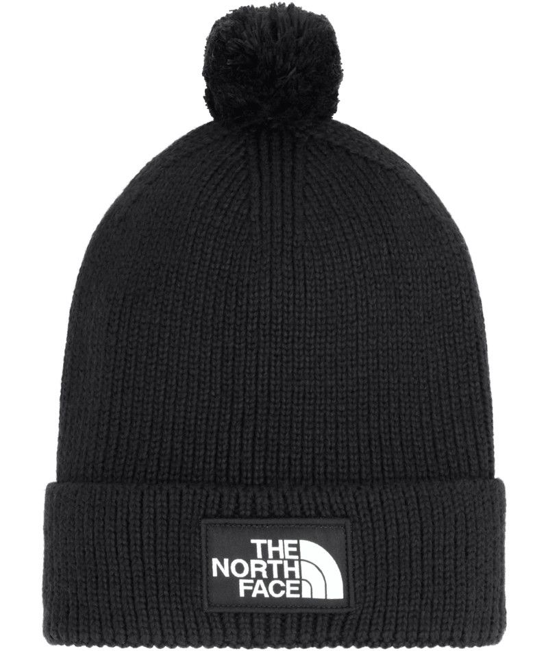 MAIN IMAGE OF THE NORTH FACE UNISEX TNF™ LOGO BOX POM BEANIE WINTER HAT IN TNF BLACK O/S WITH REMOV…