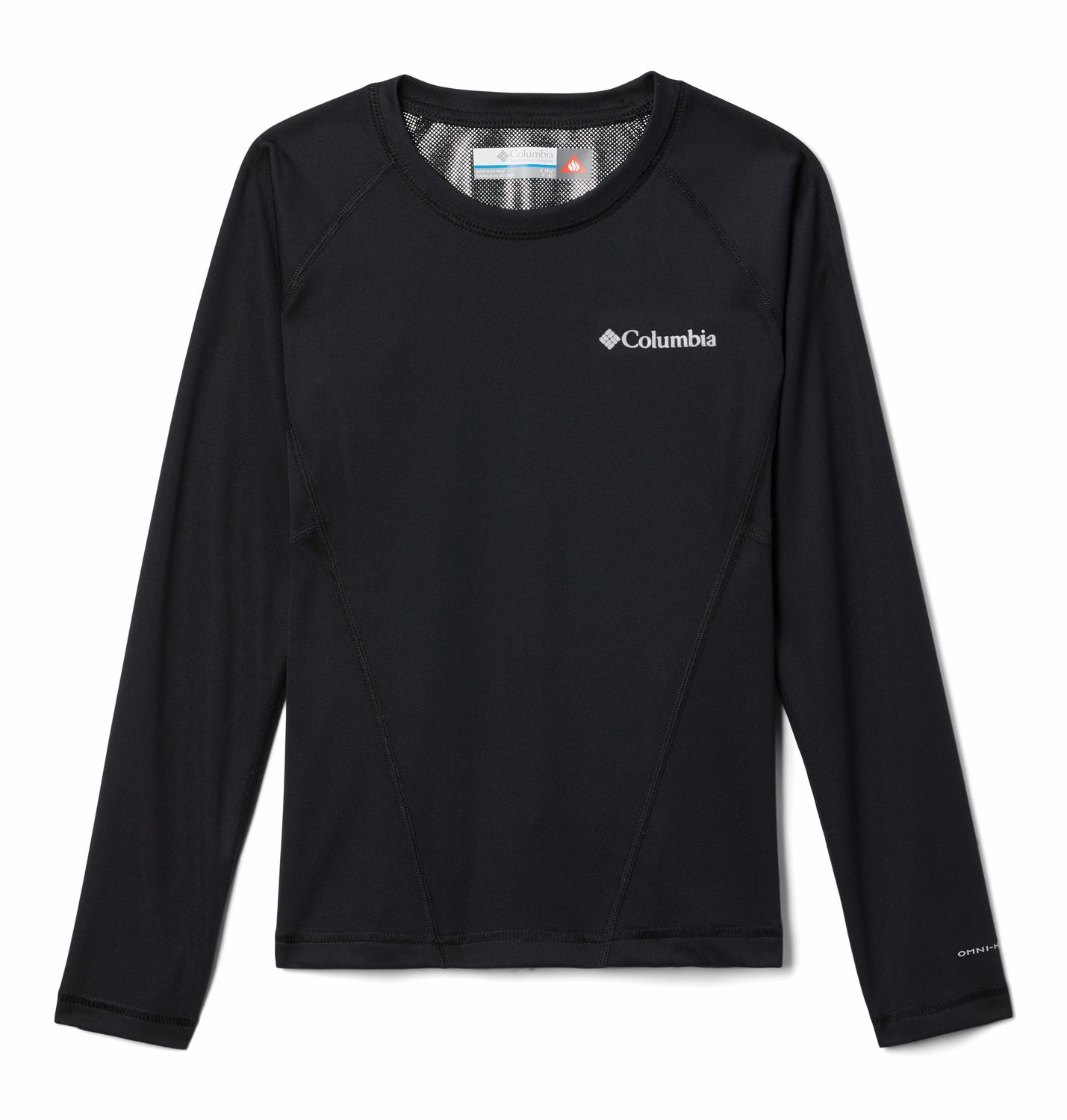 COLUMBIA YOUTH MIDWEIGHT CREW 2 BASELAYER TOP 26, Color: BLACK, Size: XXS