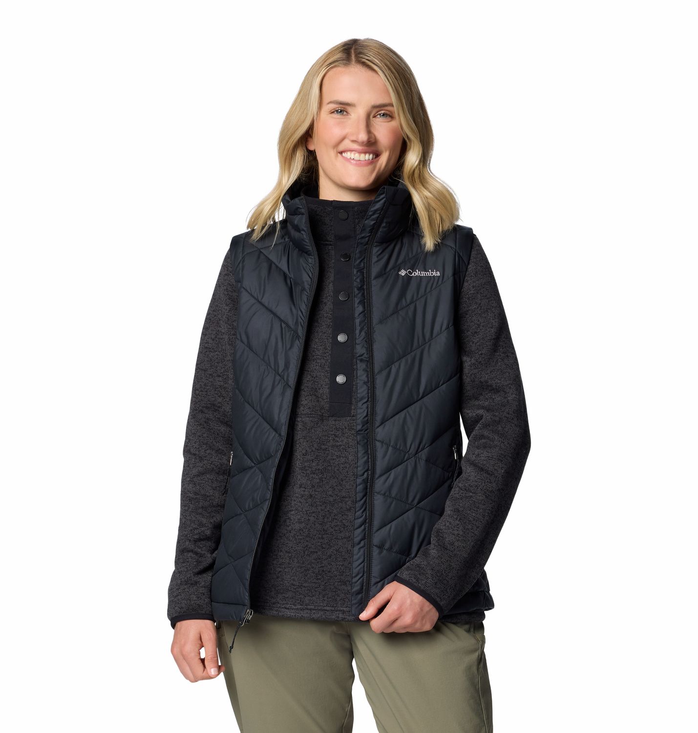 MAIN IMAGE OF COLUMBIA WOMENS HEAVENLY™ II VEST IN BLACK XS WITH WATER REPELLENCY AND OMNI-HEAT™ FO…