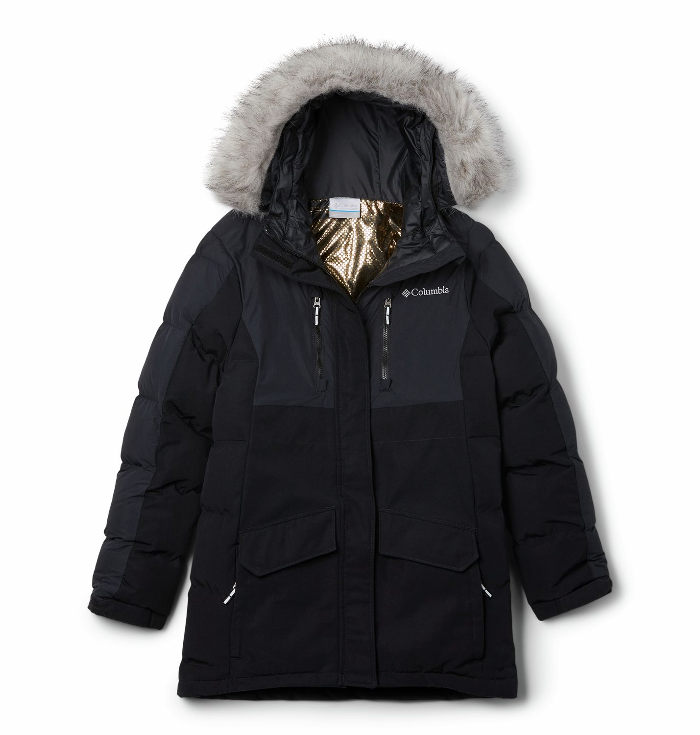 MAIN IMAGE OF COLUMBIA YOUTH GIRLS MARQUAM PEAK FUSION™ III PARKA WINTER JACKET IN BLACK XXS WITH M…
