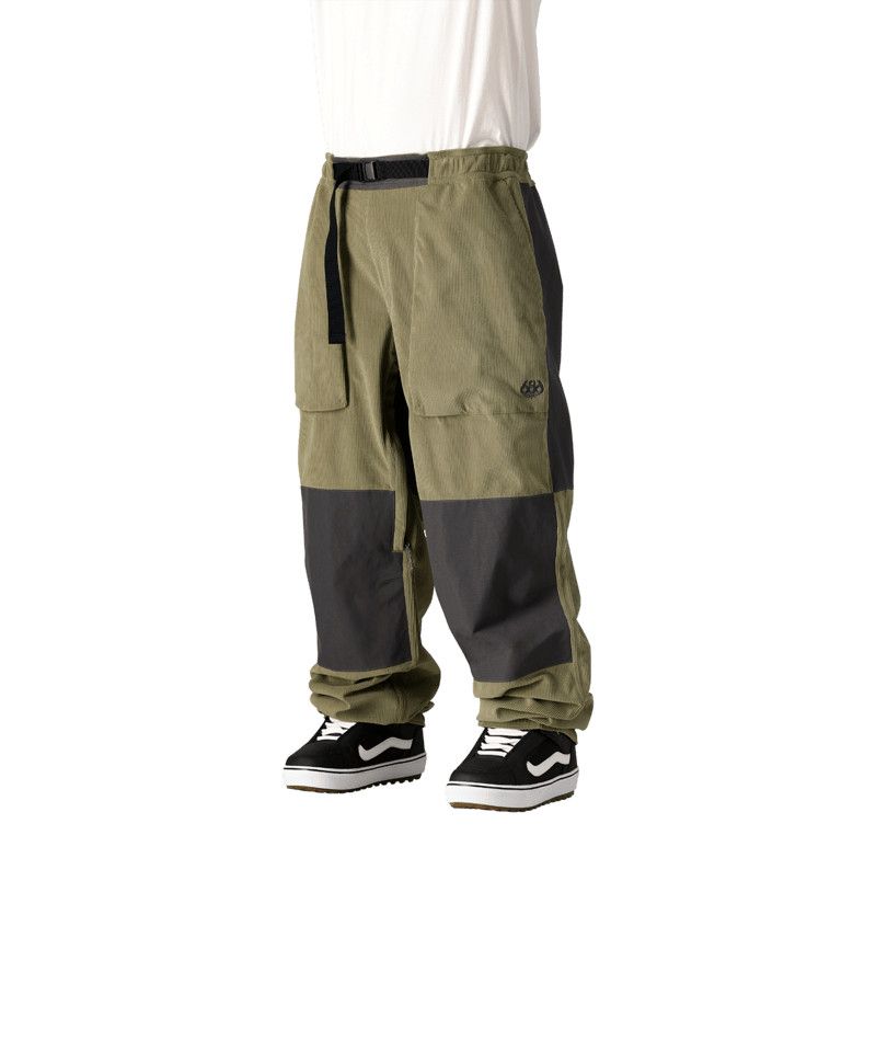 686 MENS GHOST 2.5L SNOW PANT 25, Color: SAGE CORDUROY COLORBLOCK, Size: SMALL, Length: REGULAR