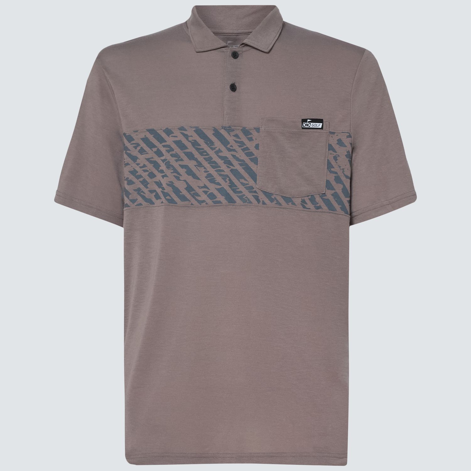 OAKLEY MENS SAND STRIPE POCKET POLO 24, Color: STORM FRONT, Size: MEDIUM