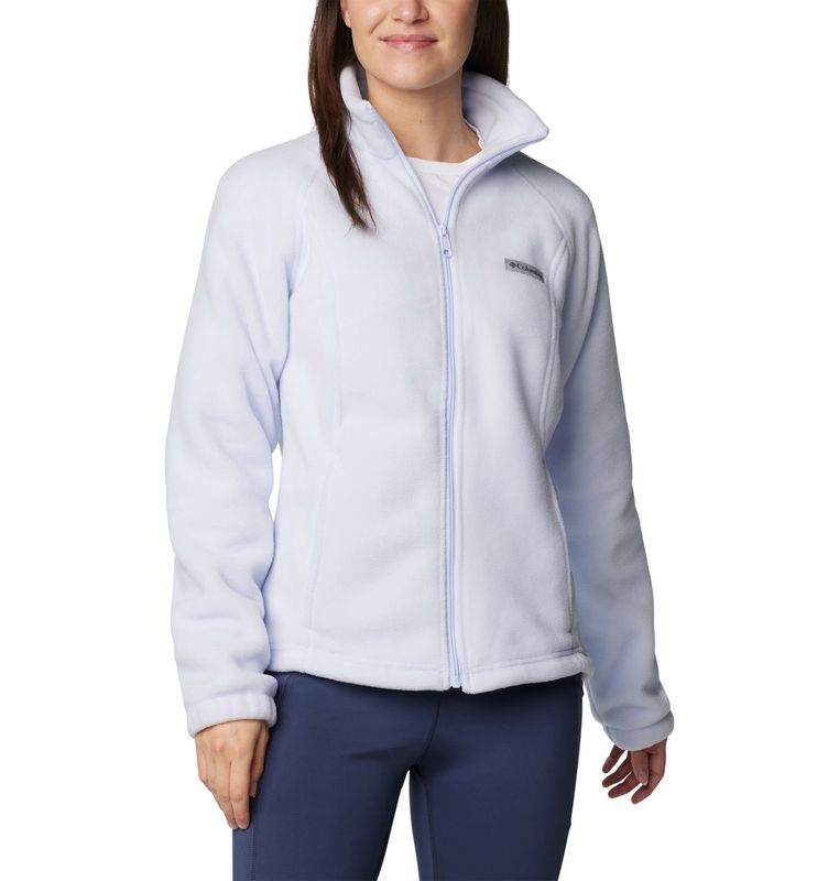 FRONT VIEW OF COLUMBIA WOMENS BENTON SPRINGS™ FULL ZIP SWEATER WITH LIGHT WARMTH AND FLEECE FABRIC