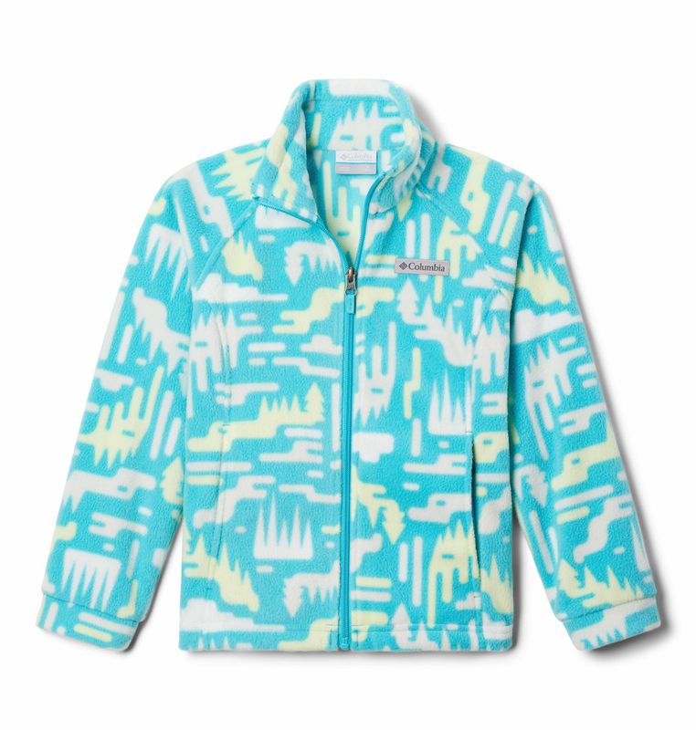 FRONT VIEW OF COLUMBIA YOUTH GIRLS BENTON SPRINGS™ II PRINTED FLEECE SWEATER WITH LIGHT WARMTH