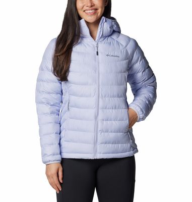 FRONT VIEW OF COLUMBIA WOMENS POWDER LITE™ II HOODED WINTER JACKET WITH MEDIUM WARMTH