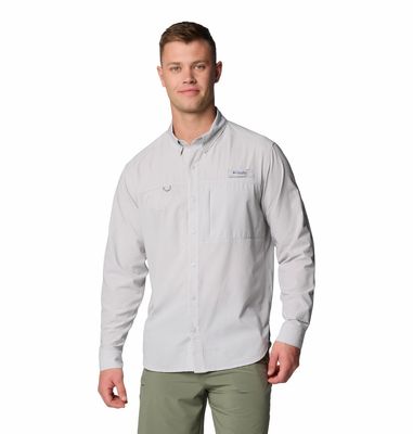 FRONT VIEW OF COLUMBIA MENS PFG SOLAR BREEZE™ WOVEN LONG SLEEVE SHIRT WITH MOISTURE WICKING